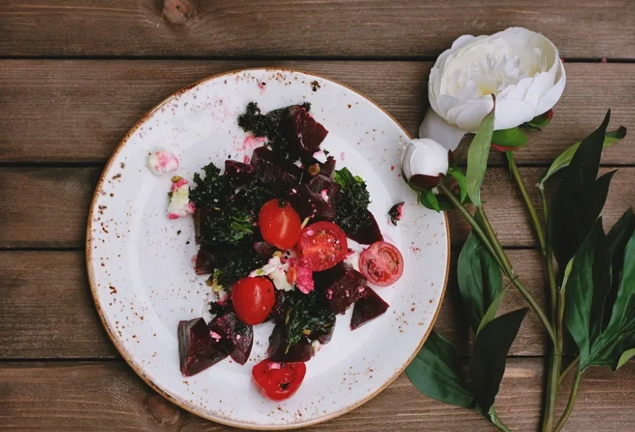 Beet, Kale and Feta Salad with Salmon