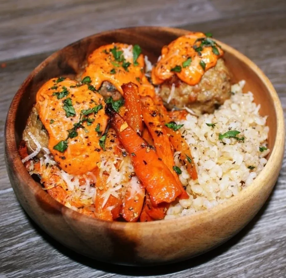 Chicken Meatballs with Red Pepper Ricotta Sauce